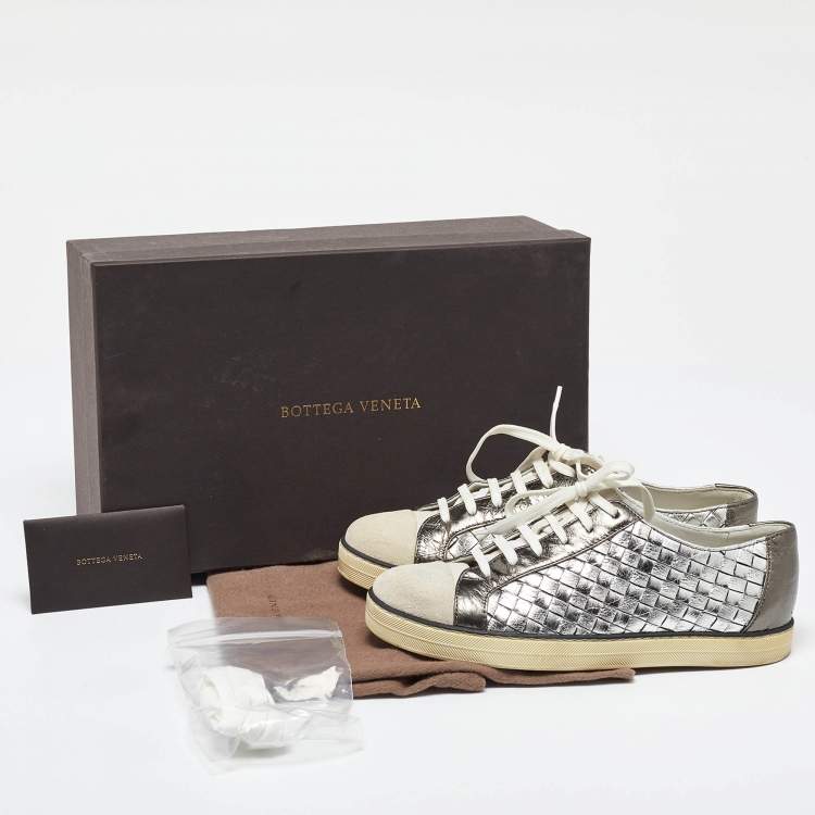 Pre Owned Bottega Veneta Multicolor Intrecciato Leather Sail Sneakers Size 37