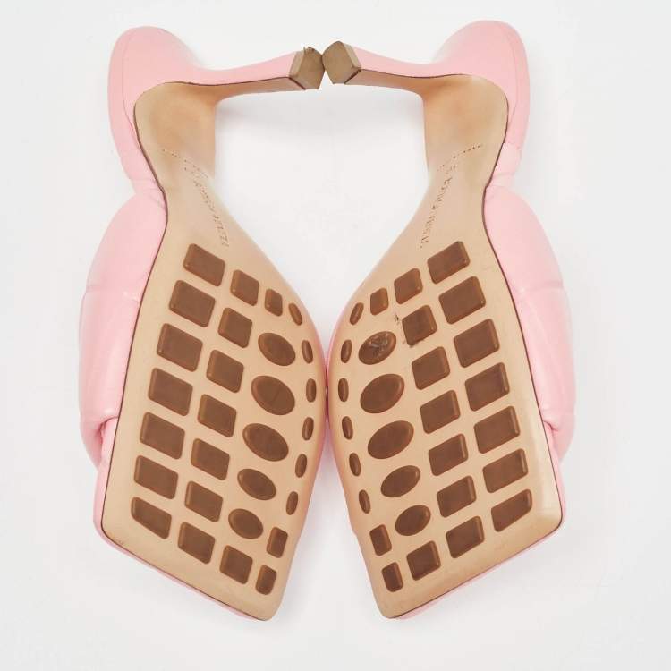 Pre Owned Bottega Veneta Pink Quilted Leather Slide Sandals Size 39
