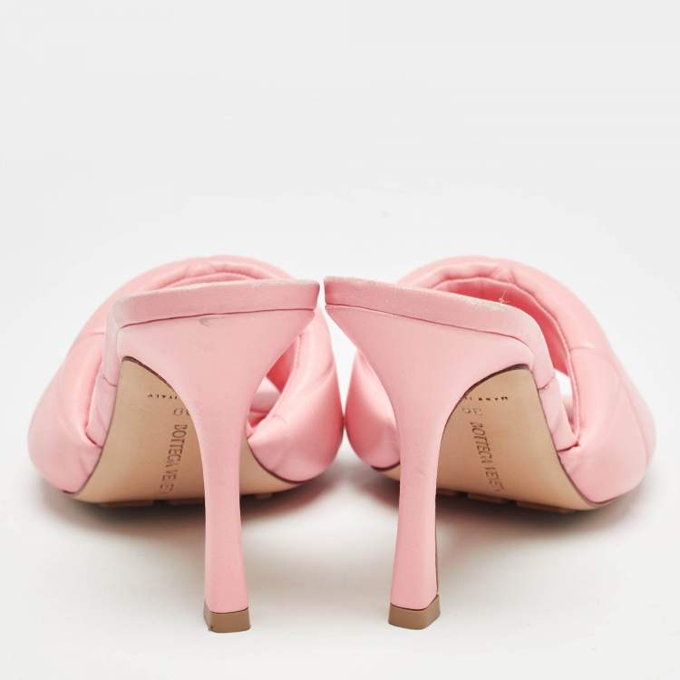 Pre Owned Bottega Veneta Pink Quilted Leather Slide Sandals Size 39