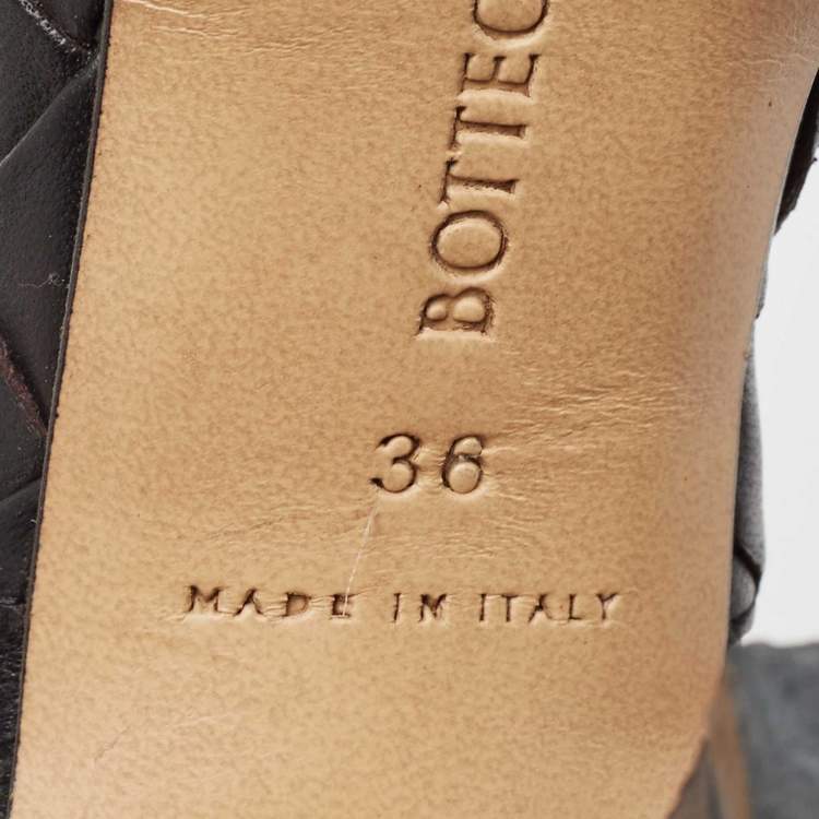 مملوكة مسبقًا Bottega Veneta Black Woven Leather Lido Slide Sandals Size 36