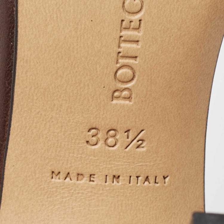Pre Owned Bottega Veneta Brown Padded Leather Slide Sandals Size 38.5