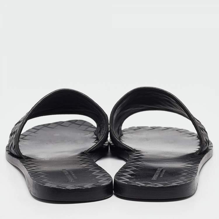 Pre Owned Bottega Veneta Black Leather Flats 39