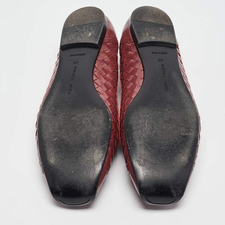 Pre Owned Bottega Veneta Brown Leather Buckle Ballet Flats Size 40