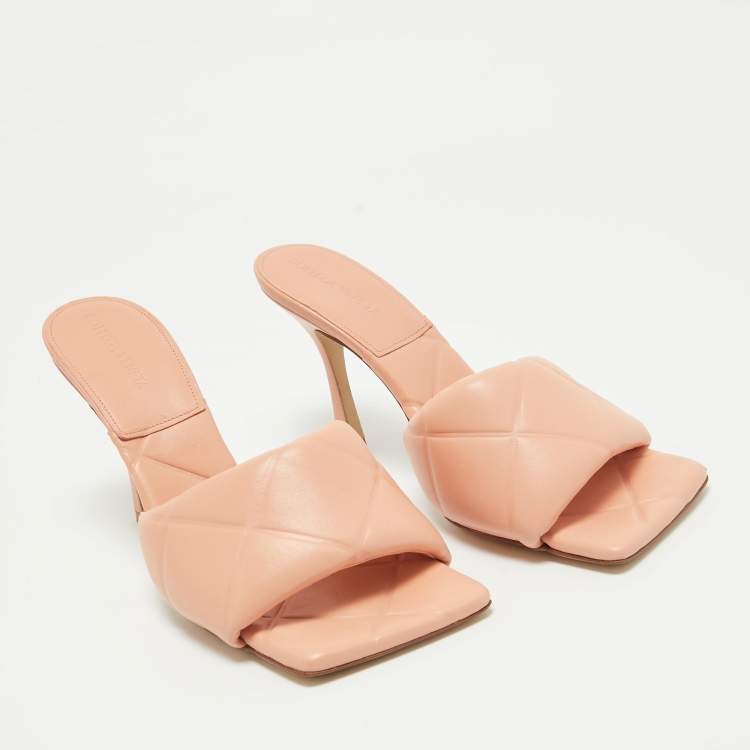 Pre Owned Bottega Veneta Orange Leather Lido Slide Sandals Size 40