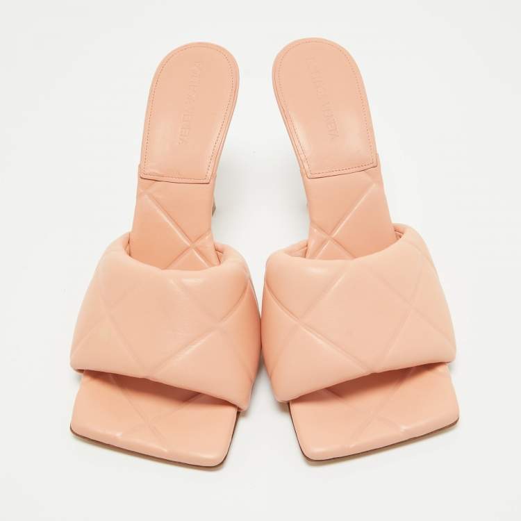 Pre Owned Bottega Veneta Orange Leather Lido Slide Sandals Size 40