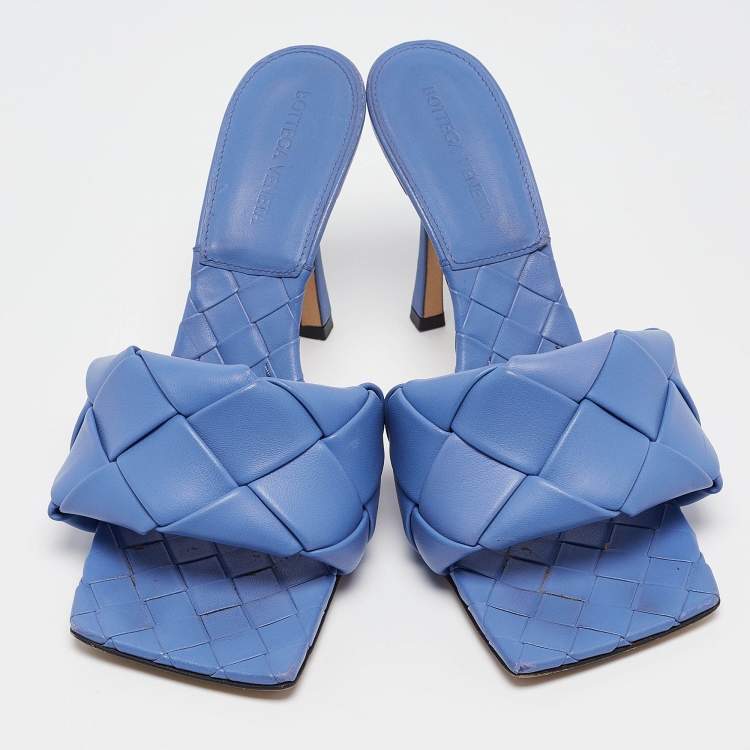 Pre Owned Bottega Veneta Purple Quilted Leather Lido Slide Sandals Size 40  