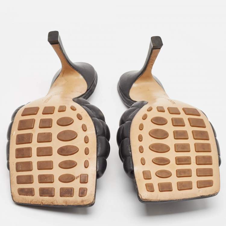 Pre Owned Bottega Veneta Black Leather Lido Slide Sandals Size 39