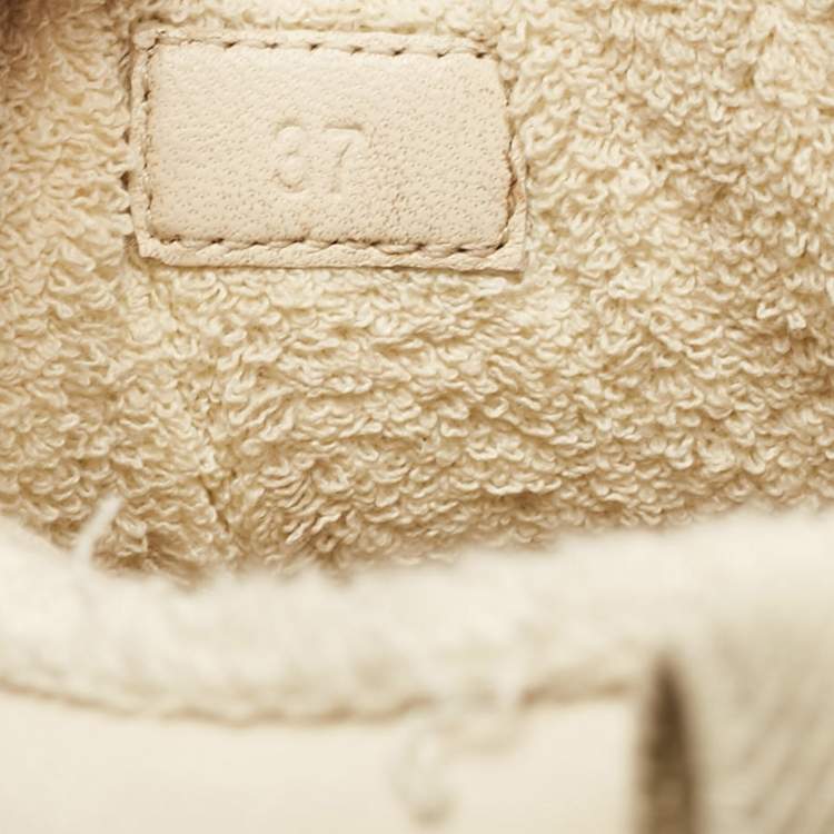 Pre Owned Bottega Veneta Cream Leather Lace Up Sneakers Size 37