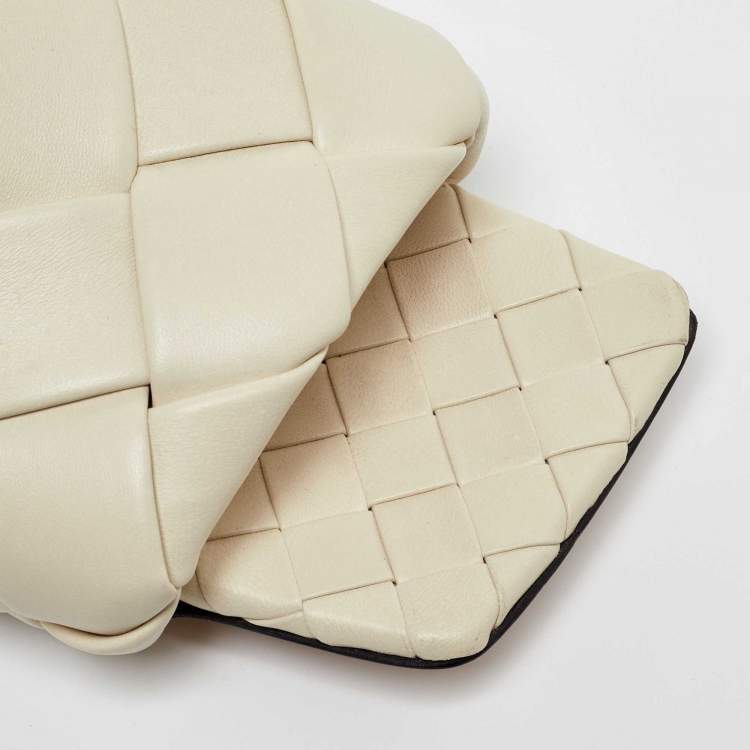 Pre Owned Bottega Veneta White Intrecciato Leather Lido Flat Slides Size 37