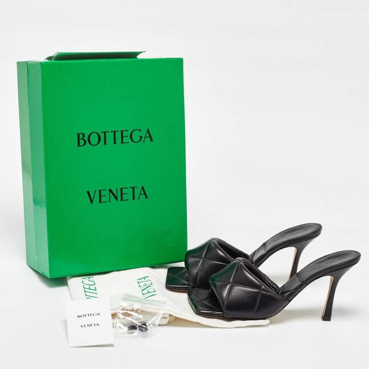 Pre Owned Bottega Veneta Black Leather Lido Slide Sandals Size 40