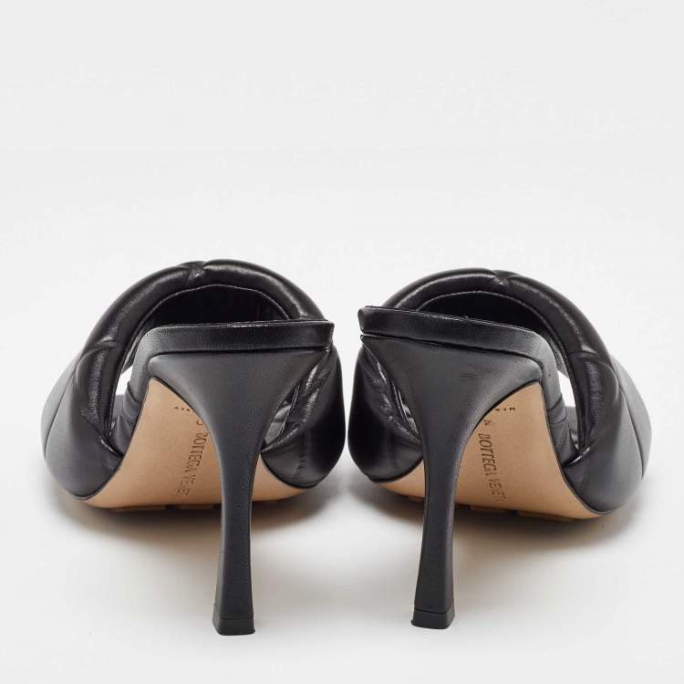 Pre Owned Bottega Veneta Black Leather Lido Slide Sandals Size 40