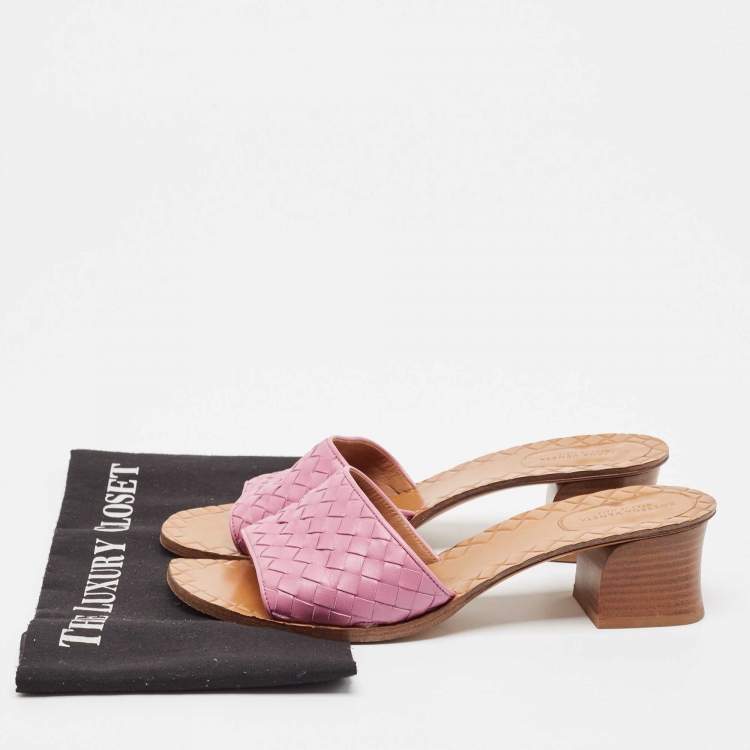 Pre Owned Bottega Veneta Purple Intrecciato Leather Ravello Sandals Size 40