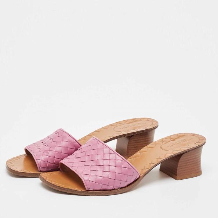 Pre Owned Bottega Veneta Purple Intrecciato Leather Ravello Sandals Size 40