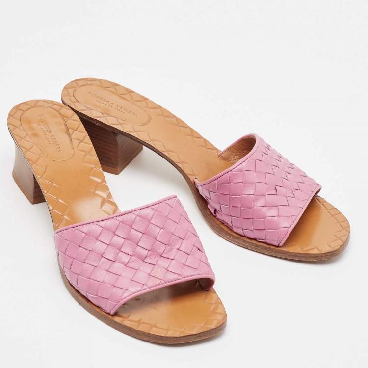 Pre Owned Bottega Veneta Purple Intrecciato Leather Ravello Sandals Size 40
