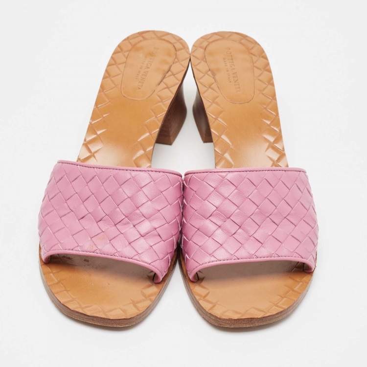 Pre Owned Bottega Veneta Purple Intrecciato Leather Ravello Sandals Size 40
