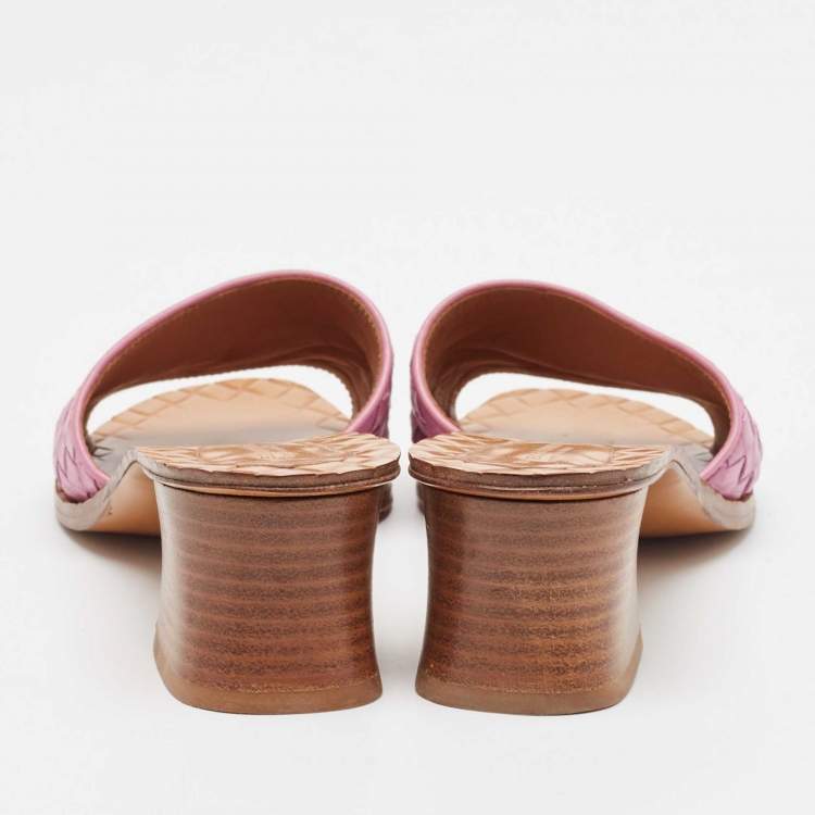 Pre Owned Bottega Veneta Purple Intrecciato Leather Ravello Sandals Size 40