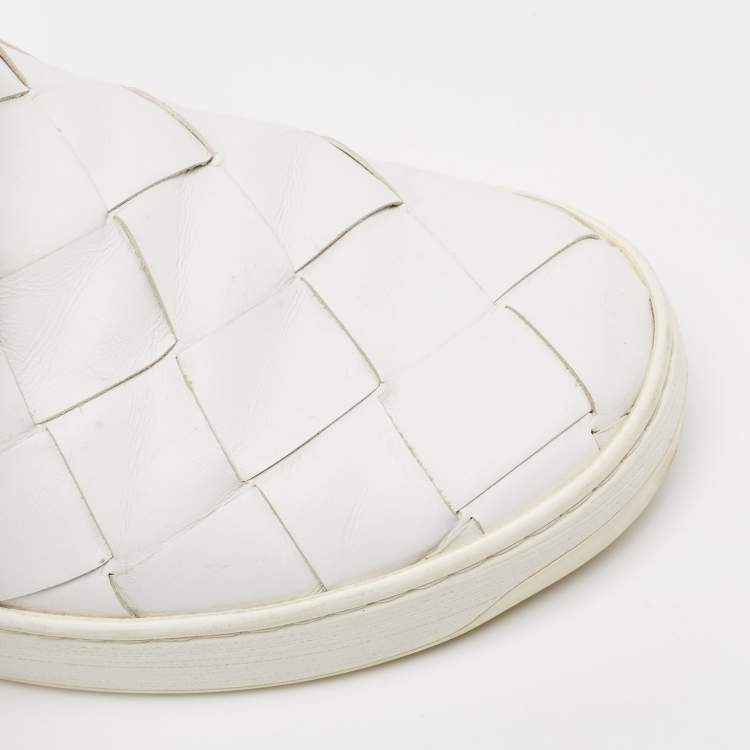 Pre Owned Bottega Veneta White Leather Dodger Slip On Sneakers Size 38