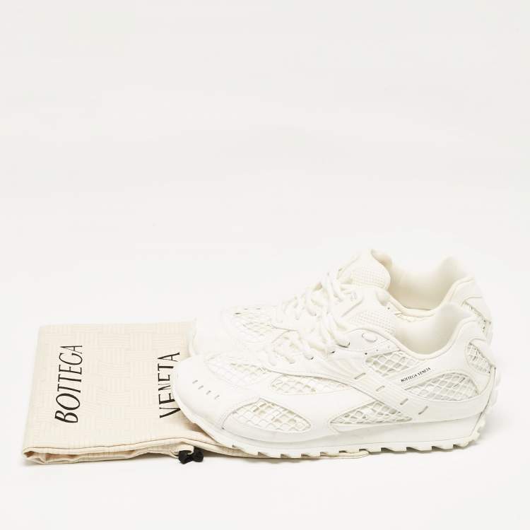 Pre Owned Bottega Veneta White Leather and Lace Up Sneakers Size 39