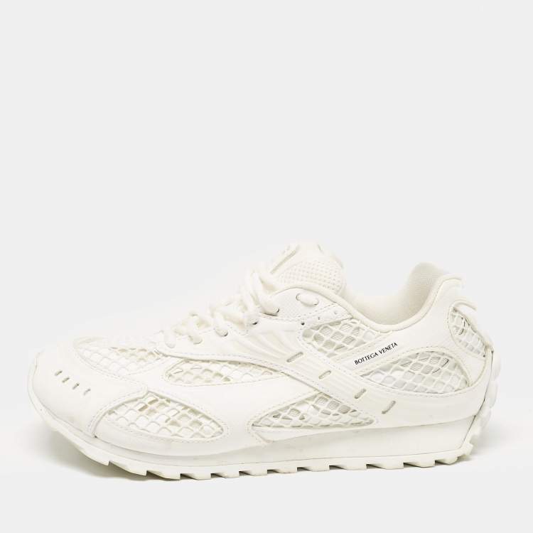 Pre Owned Bottega Veneta White Leather and Lace Up Sneakers Size 39