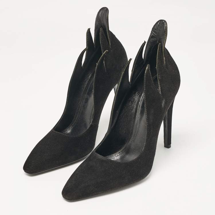 Pre Owned Bottega Veneta Black Suede Pumps Size 38