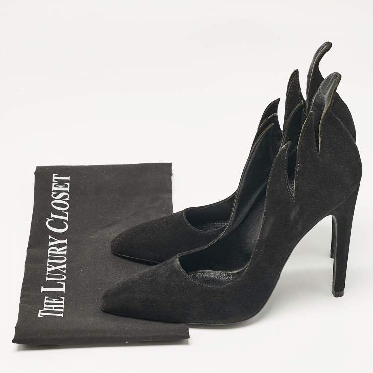 Pre Owned Bottega Veneta Black Suede Pumps Size 38