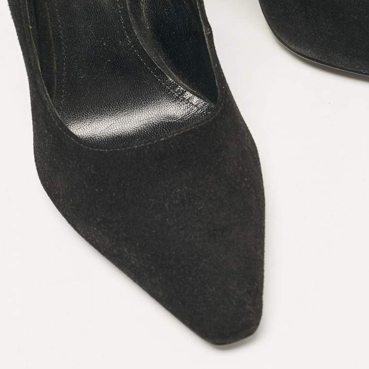 Pre Owned Bottega Veneta Black Suede Pumps Size 38