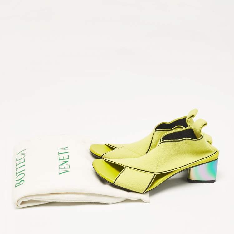 Pre Owned Bottega Veneta Yellow Fabric Flex Sandals Size 38