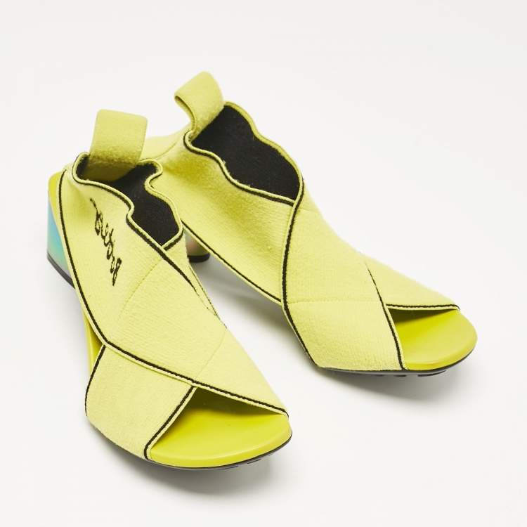 Pre Owned Bottega Veneta Yellow Fabric Flex Sandals Size 38