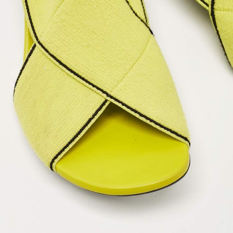 Pre Owned Bottega Veneta Yellow Fabric Flex Sandals Size 38