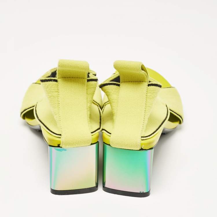 Pre Owned Bottega Veneta Yellow Fabric Flex Sandals Size 38