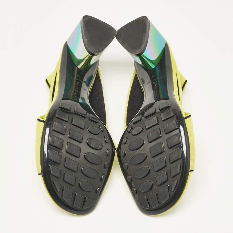 Pre Owned Bottega Veneta Yellow Fabric Flex Sandals Size 38