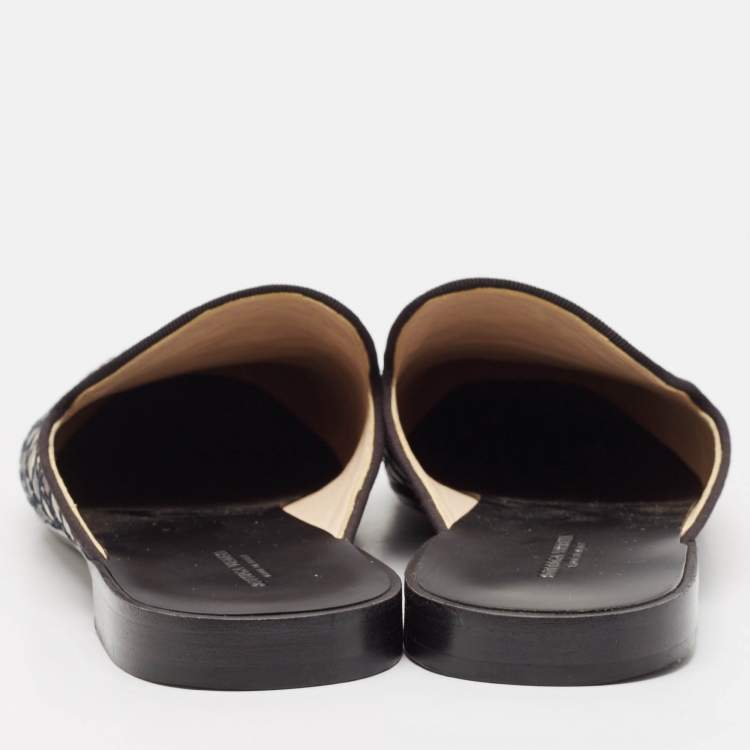 Pre Owned Bottega Veneta Multicolor Intrecciato Leather Mules Size 39