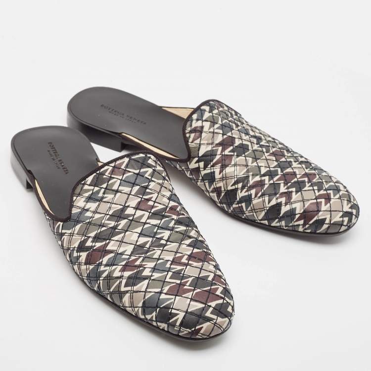 Pre Owned Bottega Veneta Multicolor Intrecciato Leather Mules Size 39