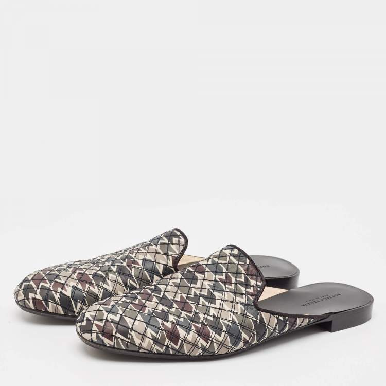 Pre Owned Bottega Veneta Multicolor Intrecciato Leather Mules Size 39