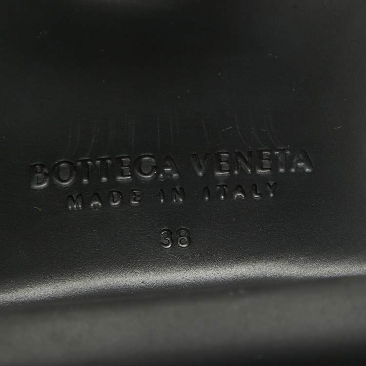 Pre Owned Bottega Veneta Black Leather and Nylon Flash Bomber Slide Sandals Size 38