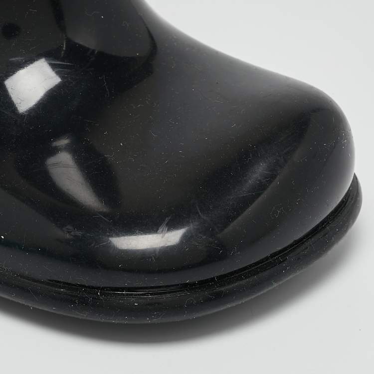 Pre Owned Bottega Veneta Black Rubber Ankle Boots Size 37