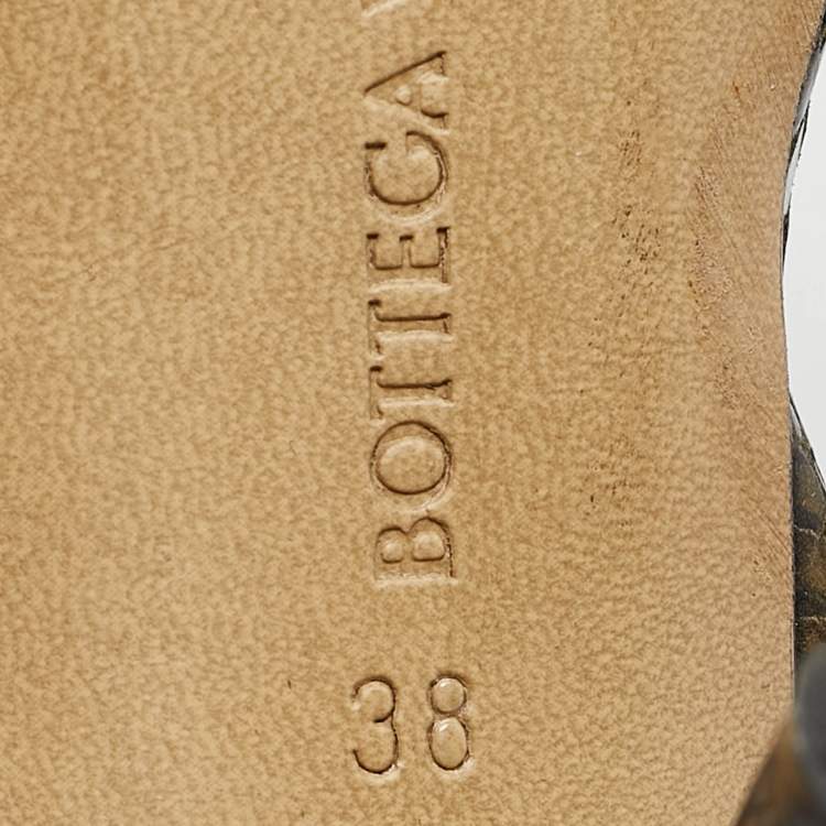 Pre Owned Bottega Veneta Green Python Embossed Leather Spiral Sandals Size 38