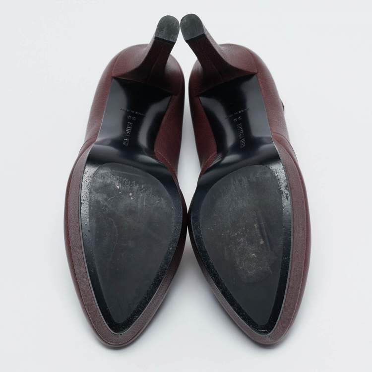 Pre Owned Bottega Veneta Burgundy Leather Mary Jane Platform Pumps Size 38