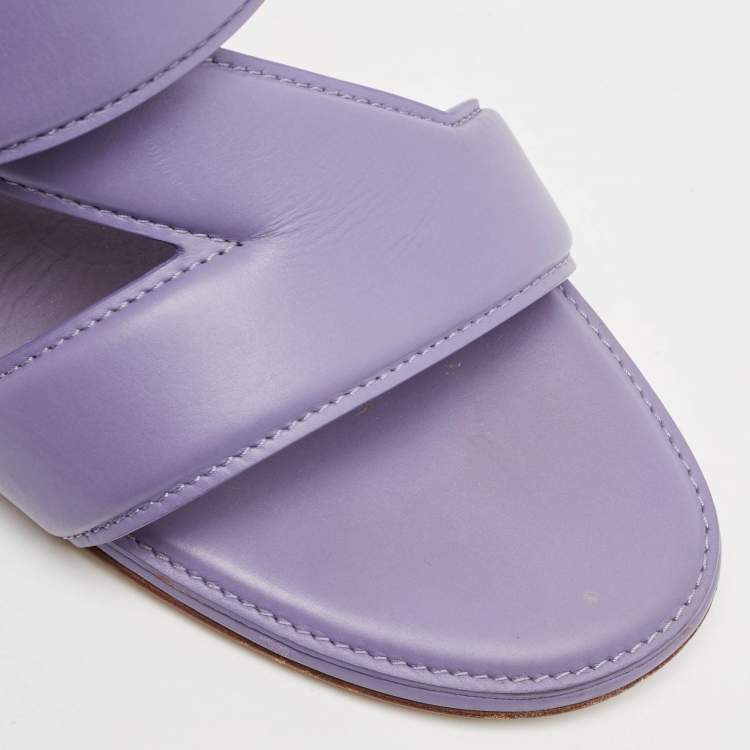 Pre Owned Bottega Veneta Lavender Leather The Band Slide Sandals Size 40