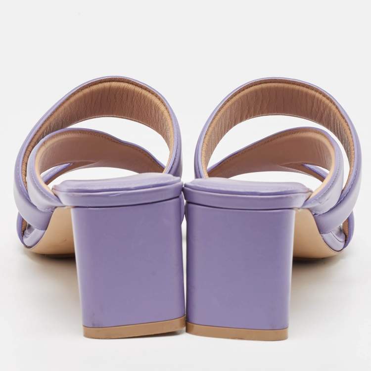 Pre Owned Bottega Veneta Lavender Leather The Band Slide Sandals Size 40