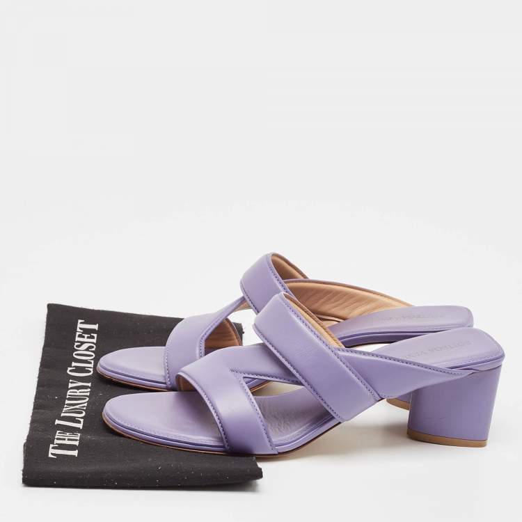Pre Owned Bottega Veneta Lavender Leather The Band Slide Sandals Size 40