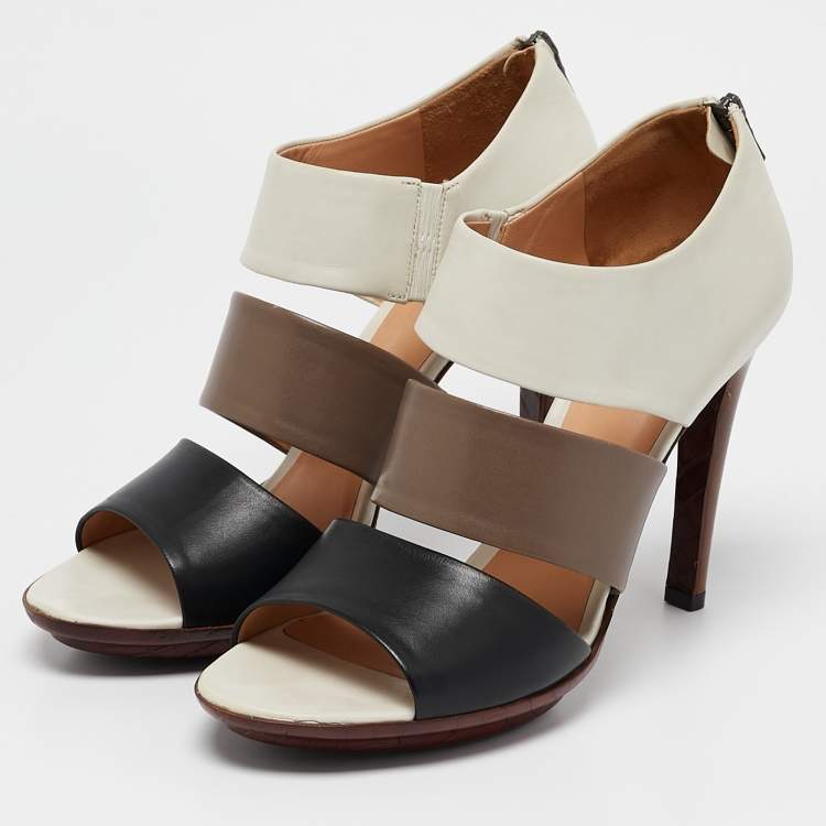 Pre Owned Bottega Veneta Multicolor Leather Strappy Sandals Size 40