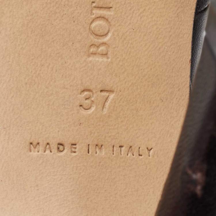 Pre Owned Bottega Veneta Dark Brown Intrecciato Leather Lido Slide Sandals Size 37