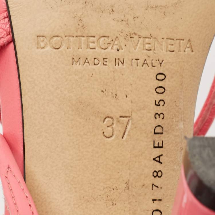Pre Owned Bottega Veneta Pink Leather Square Toe Ankle Strap Sandals Size 37