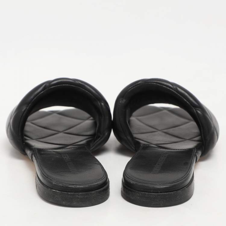 Pre Owned Bottega Veneta Black Leather Lido Flats Size 37