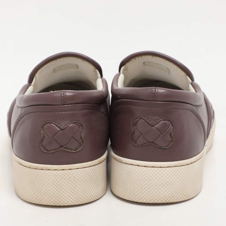 Pre Owned Bottega Veneta Mauve Intrecciato Leather Dodger Slip on Sneakers Size 37