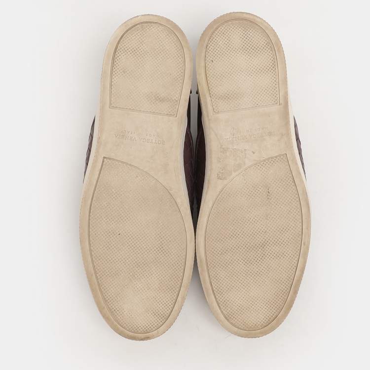 Pre Owned Bottega Veneta Mauve Intrecciato Leather Dodger Slip on Sneakers Size 37