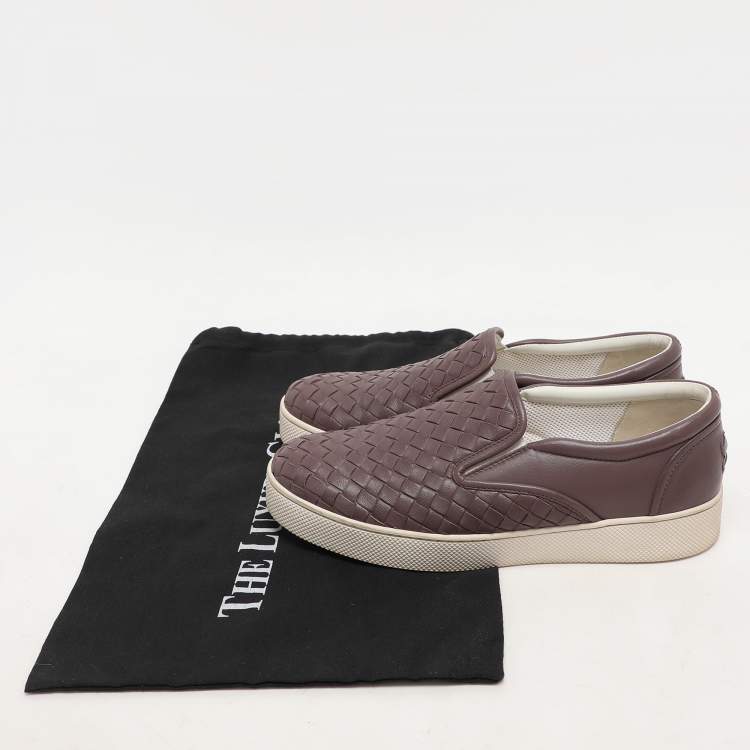 Pre Owned Bottega Veneta Mauve Intrecciato Leather Dodger Slip on Sneakers Size 37