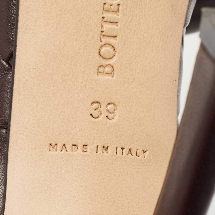 Pre Owned Bottega Veneta Dark Brown Intrecciato Leather Lido Mule Sandals Size 39