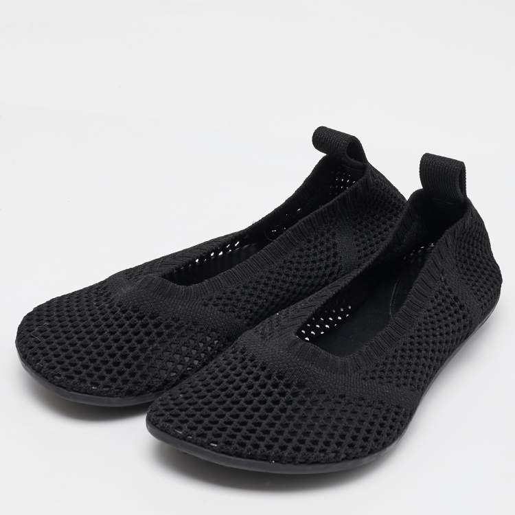 Pre Owned Bottega Veneta Black Stretch Knit Atomic Ballet Flats Size 39